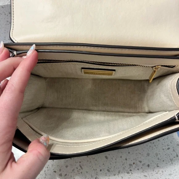 Tory Burch Cream and Brown Floral Crossbody Bag set with card holder - Picture 10 of 13